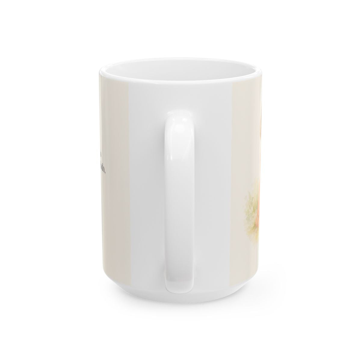 Lo que Dios dice, lo hace | Taza bíblica de cerámica | Números 23:19 — 15 oz · Vista posterior