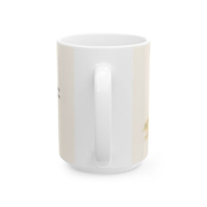 Cristo vive y la muerte ya no reina | Taza cristiana en dos tamaños | Romanos 6:9 — 15 oz · Vista posterior
