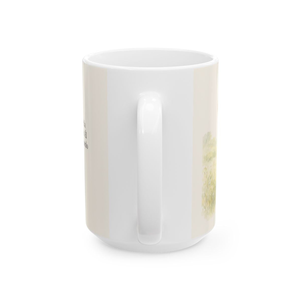 El Señor me libra de la mano de mis temores | Taza con arte cristiano | Salmo 31:15 — 15 oz · Vista posterior