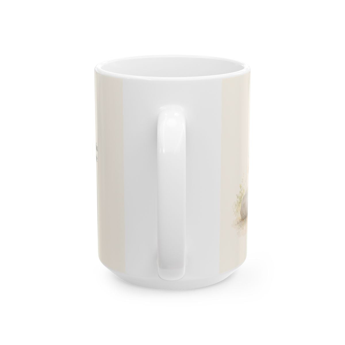 Ven a mí y yo te haré descansar | Taza con arte cristiano | Mateo 11:28 — 15 oz · Vista posterior