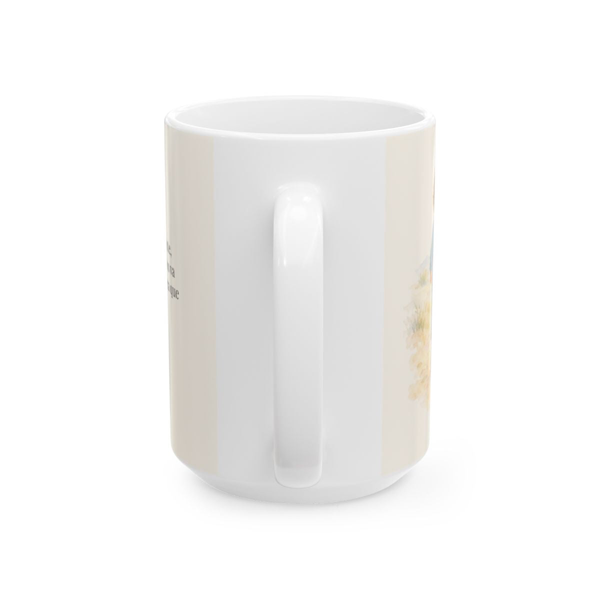 Esfuérzate y sé valiente, porque Jehová va contigo | Taza con arte cristiano | Josué 1:9 — 15 oz · Vista posterior