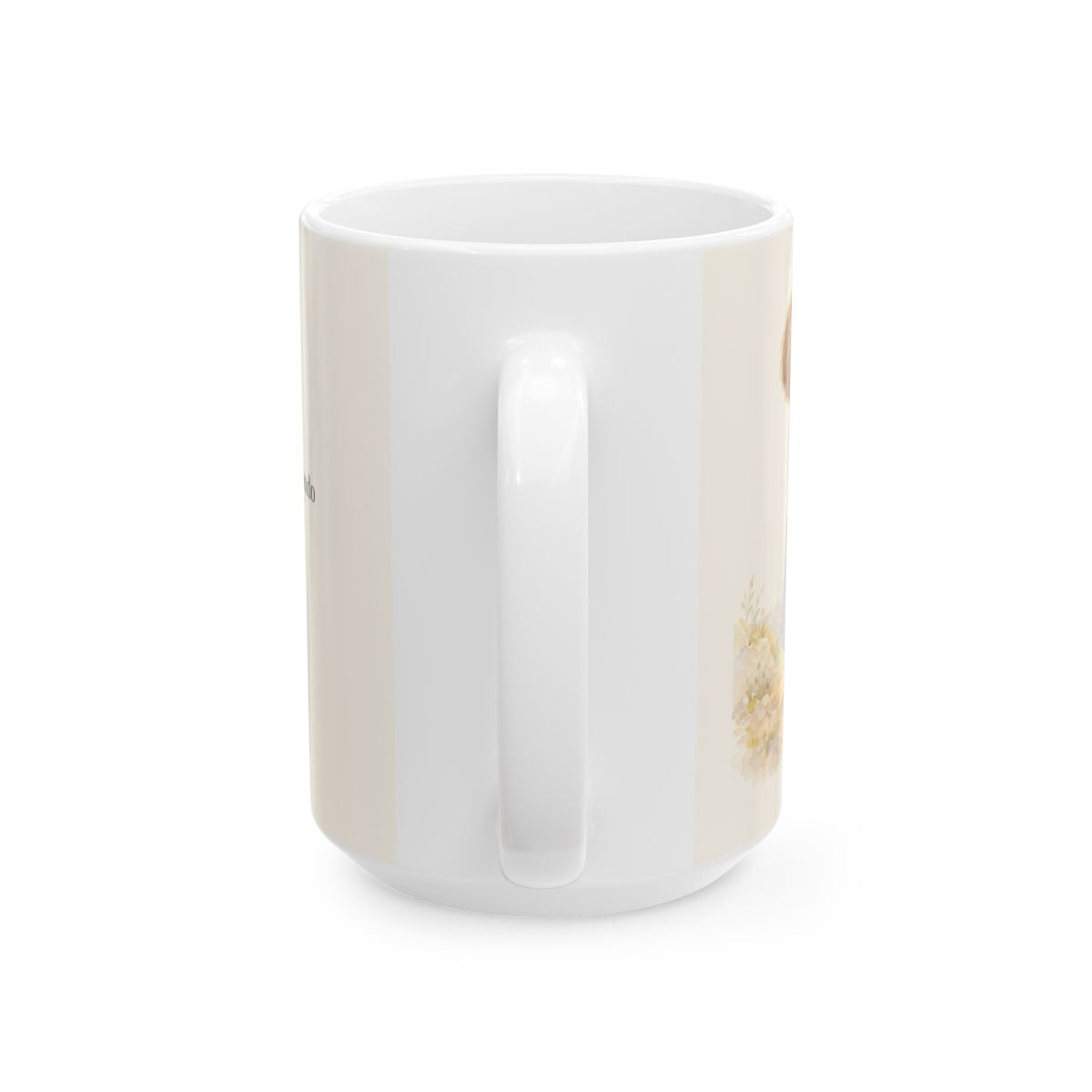 Dios usa lo que el mundo desprecia | Taza cristiana en dos tamaños | 1 Corintios 1:27 — 15 oz · Vista posterior
