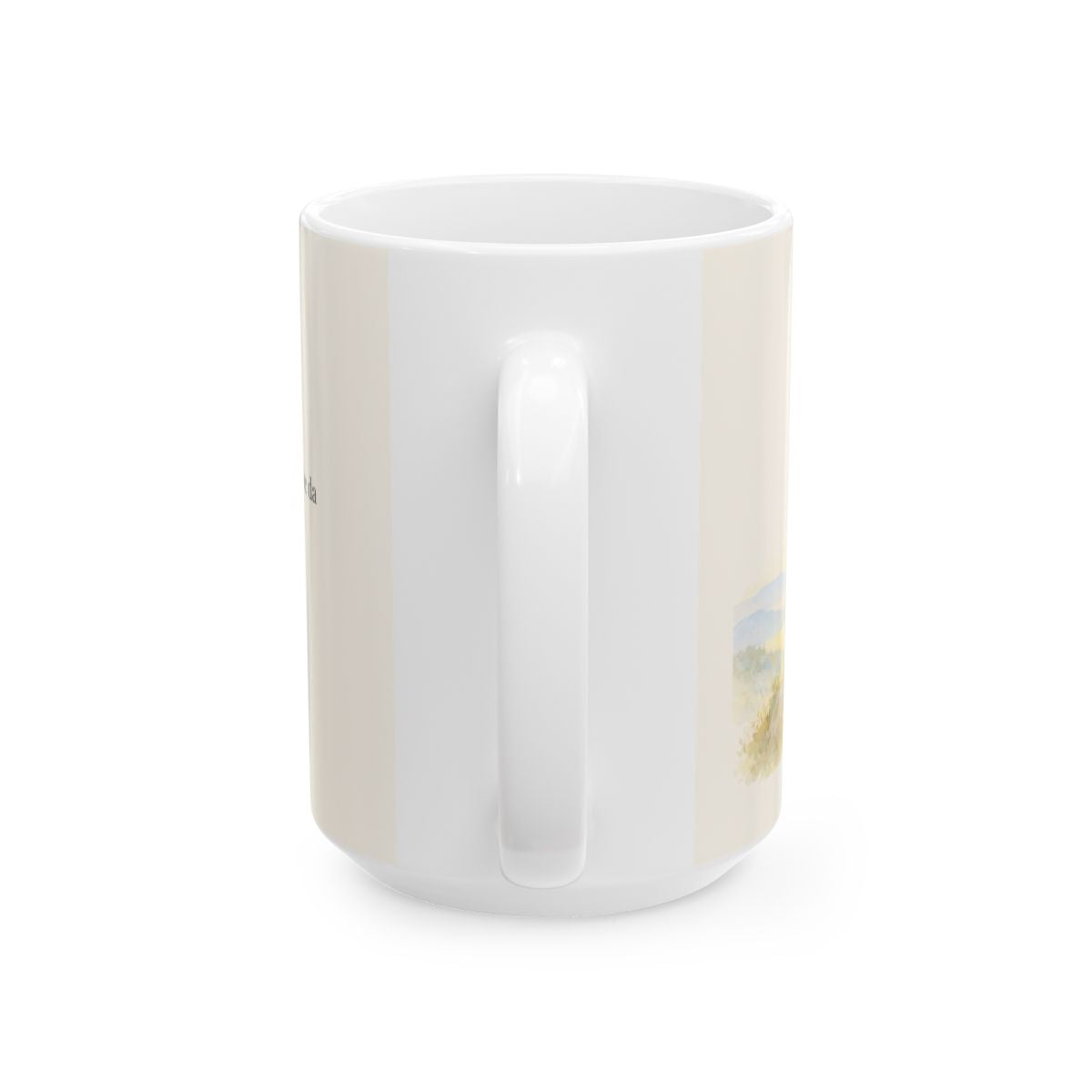 Gracias a Dios, que nos da la victoria | Taza devocional de fe | 1 Corintios 15:57 — 15 oz · Vista posterior