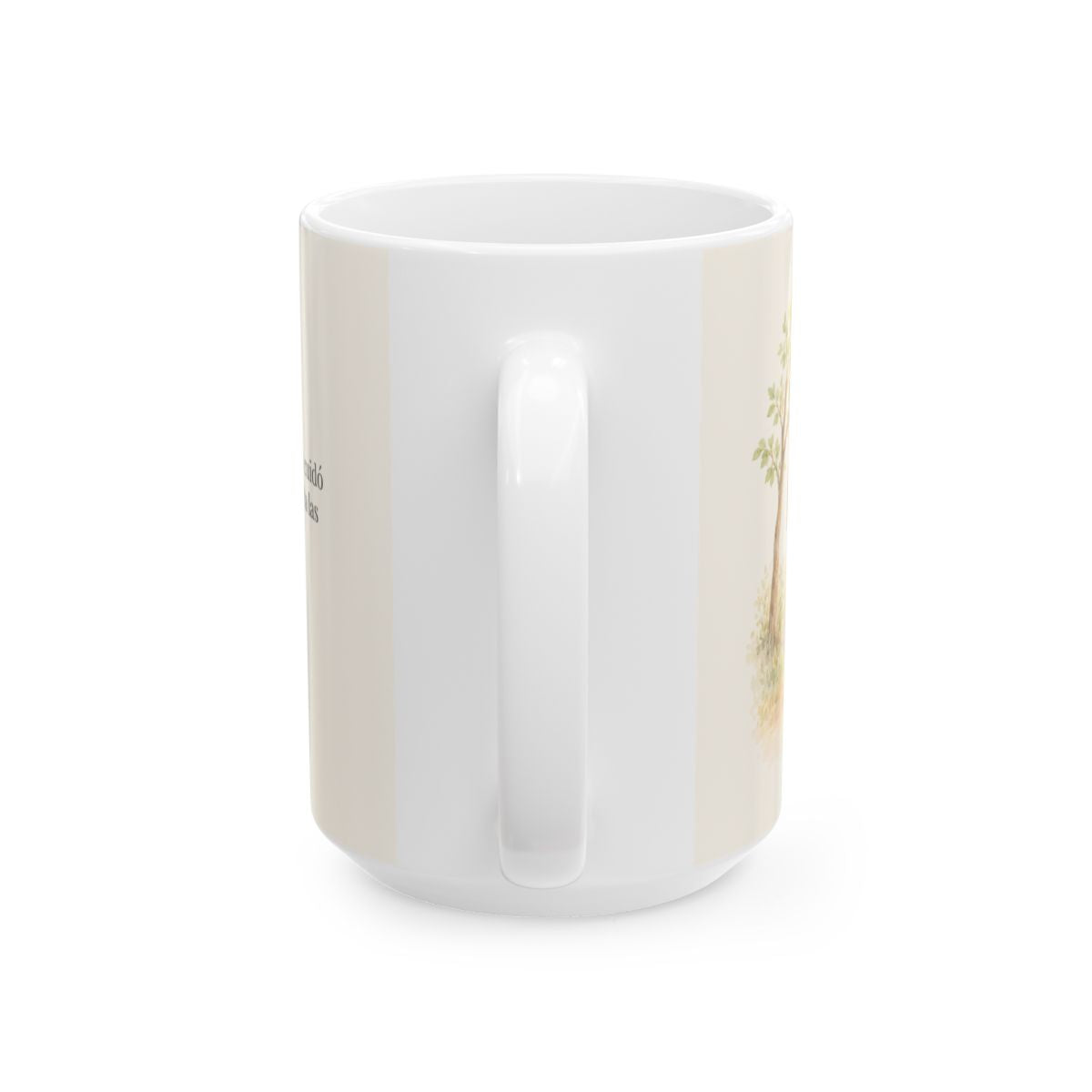 El mismo Dios será mi Dios hasta la vejez | Taza bíblica de cerámica | Isaías 46:4 — 15 oz · Vista posterior
