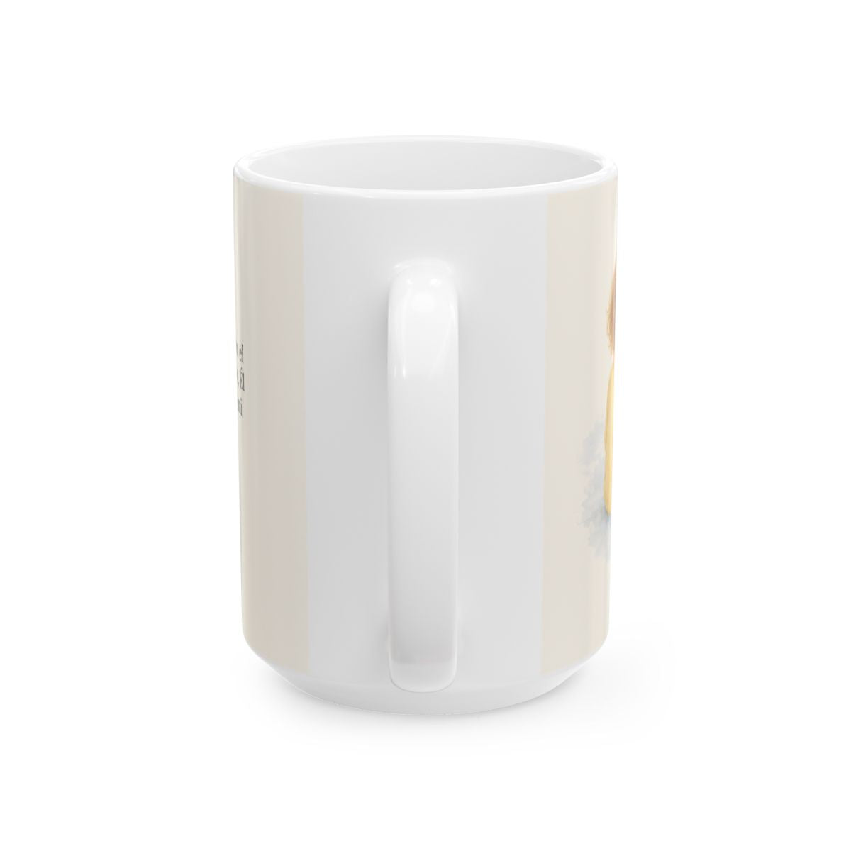 El Espíritu del Dios vivo escribe en mi corazón | Taza devocional de fe | 2 Corintios 3:3 — 15 oz · Vista posterior