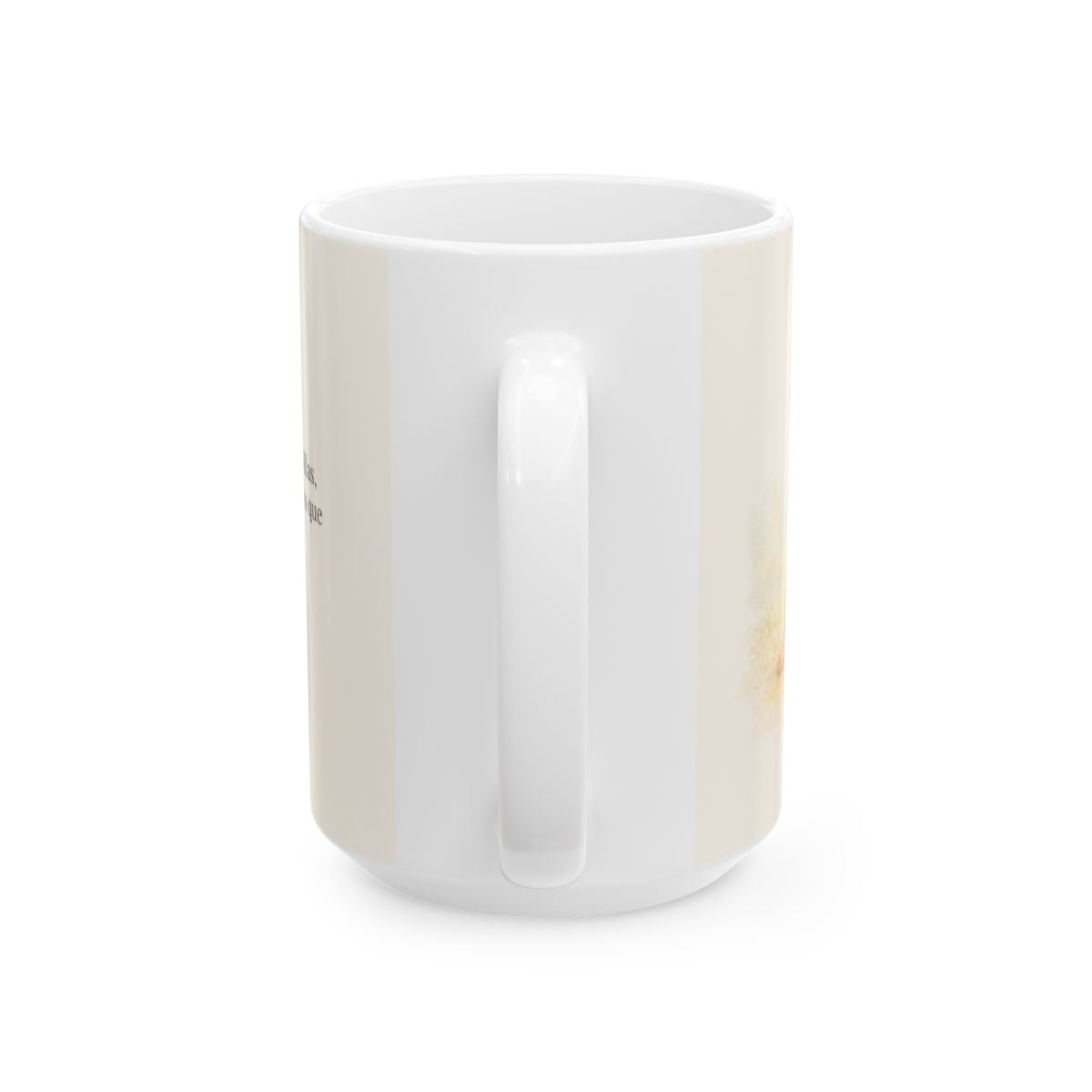 El Señor es la Roca donde descanso | Taza de fe para cada mañana | Salmo 95:6 — 15 oz · Vista posterior