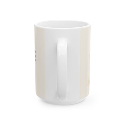 Cristo murió por mí siendo yo pecador | Taza con arte cristiano | Romanos 5:8 — 15 oz · Vista posterior