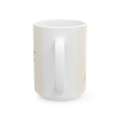Dios demuestra su amor para conmigo | Taza de fe para cada mañana | Romanos 5:8 — 15 oz · Vista posterior