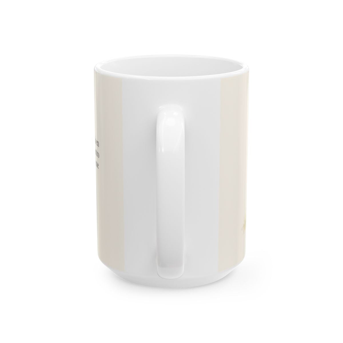 Mi corazón se regocija en el Señor | Taza bíblica para café | Habacuc 3:17-18 — 15 oz · Vista posterior