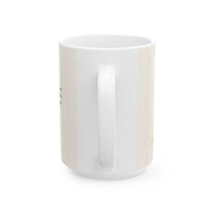 Mi corazón se regocija en el Señor | Taza bíblica para café | Habacuc 3:17-18 — 15 oz · Vista posterior