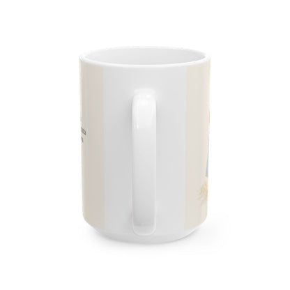 Dios me busca para encontrarme | Taza con arte cristiano | 1 Reyes 19:12 — 15 oz · Vista posterior