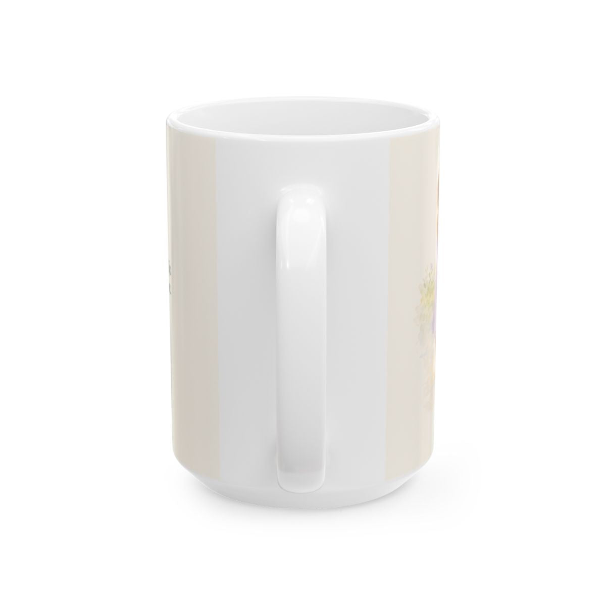 Dios me llama su hijo cuando busco la paz | Taza cristiana en dos tamaños | Mateo 5:9 — 15 oz · Vista posterior