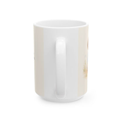 Espera en Jehová, Él te oye | Taza devocional ilustrada | Salmo 27:14 — 15 oz · Vista posterior