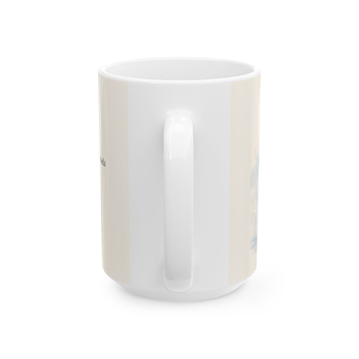 La paz de Cristo calma mi tormenta | Taza con arte cristiano | Marcos 4:39 — 15 oz · Vista posterior