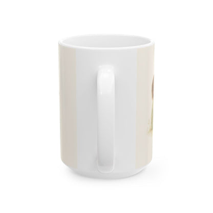 Dios salva al espíritu abatido | Taza bíblica para café | Salmo 34:18 — 15 oz · Vista posterior