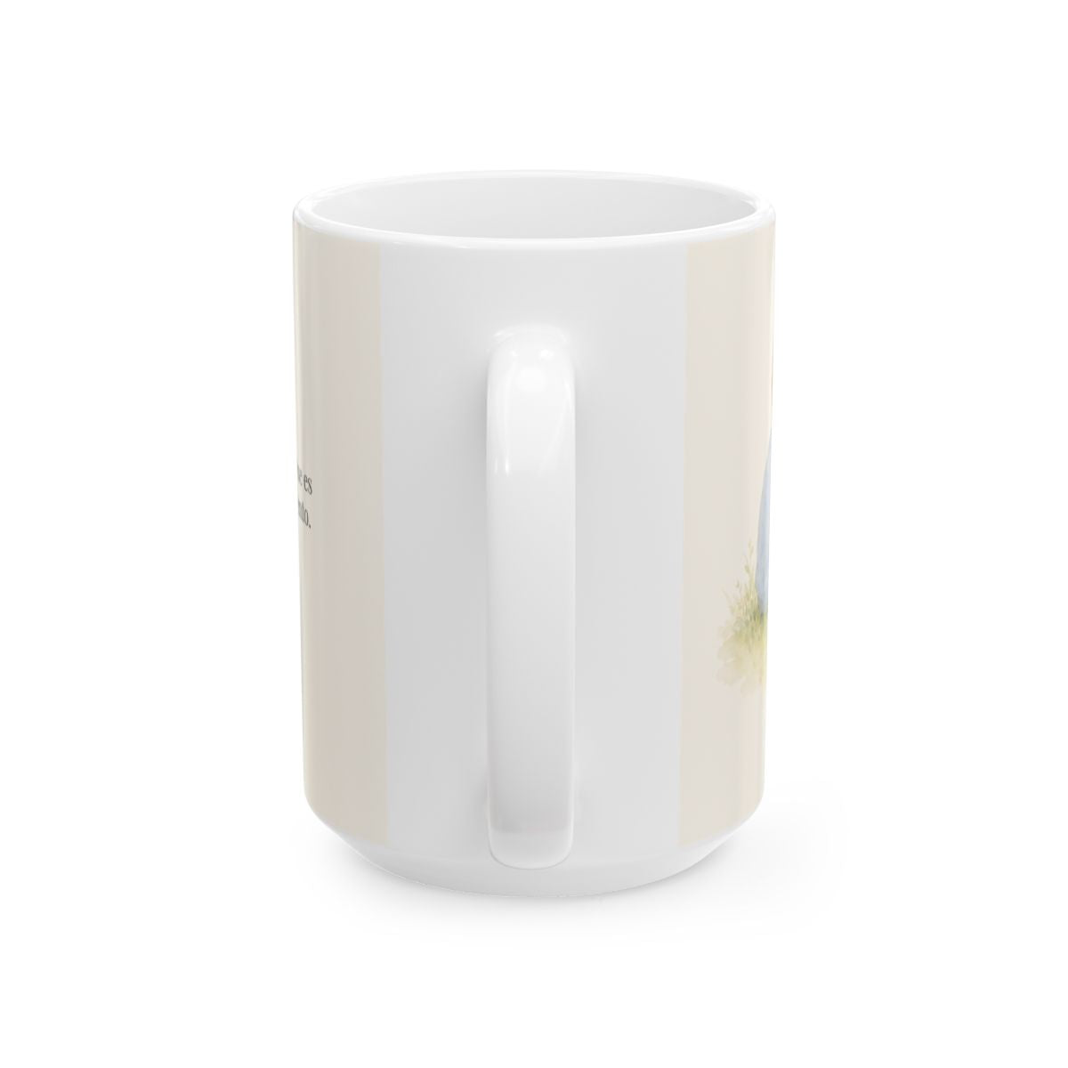 El que es lento para la ira es grande en entendimiento | Taza cristiana en dos tamaños | Proverbios 14:29 — 15 oz · Vista posterior