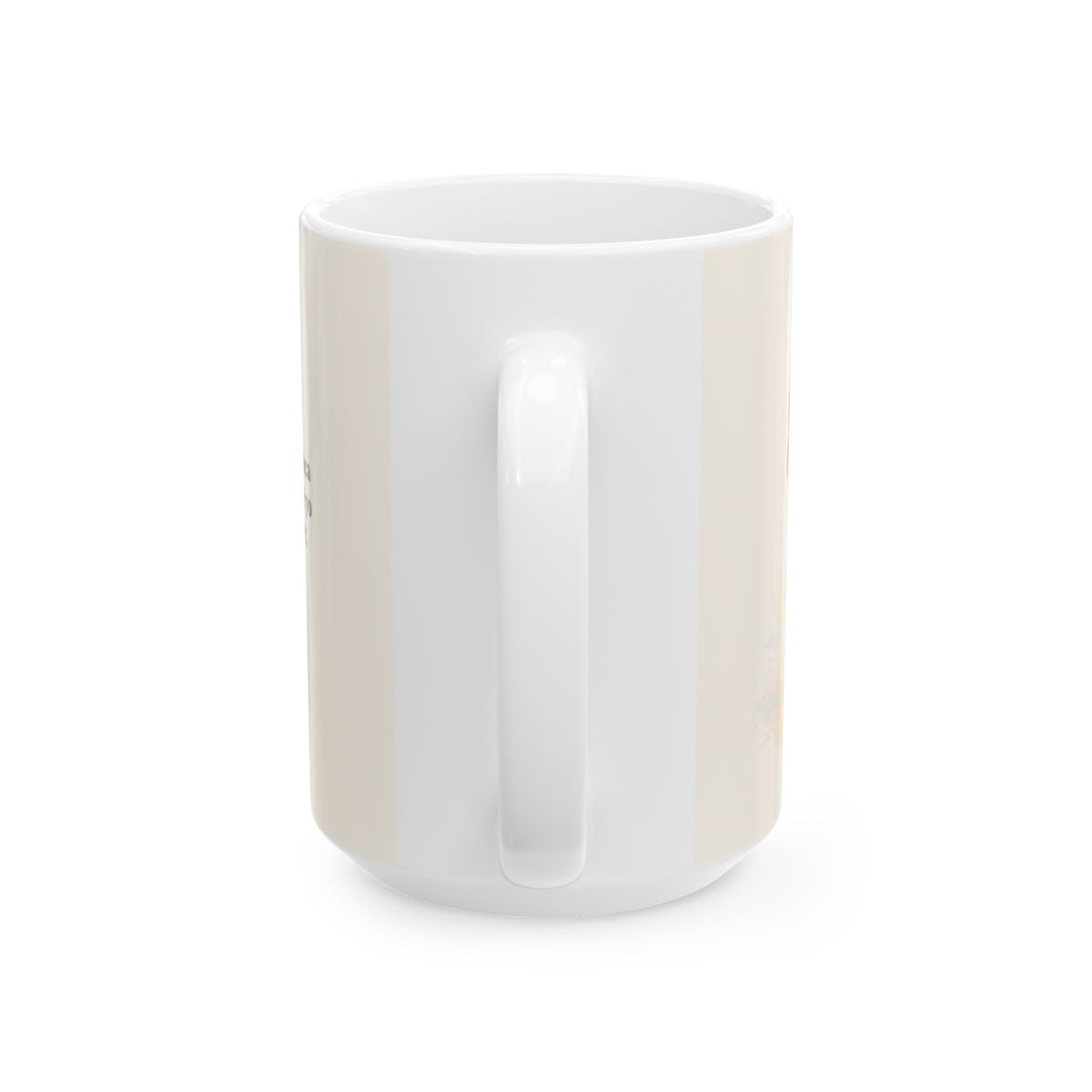 El amor de Dios nunca falla | Taza de fe para cada mañana | 1 Corintios 13:8 — 15 oz · Vista posterior