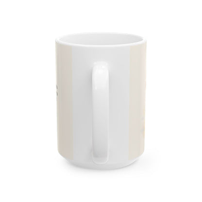 El amor de Dios nunca falla | Taza de fe para cada mañana | 1 Corintios 13:8 — 15 oz · Vista posterior