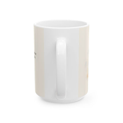 En Belén, Dios vino a darme paz | Taza bíblica de cerámica | Lucas 2:14 — 15 oz · Vista posterior