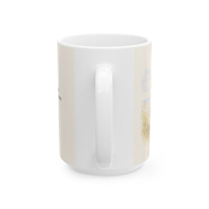 En tu mano están mis tiempos | Taza devocional ilustrada | Salmo 31:15 — 15 oz · Vista posterior