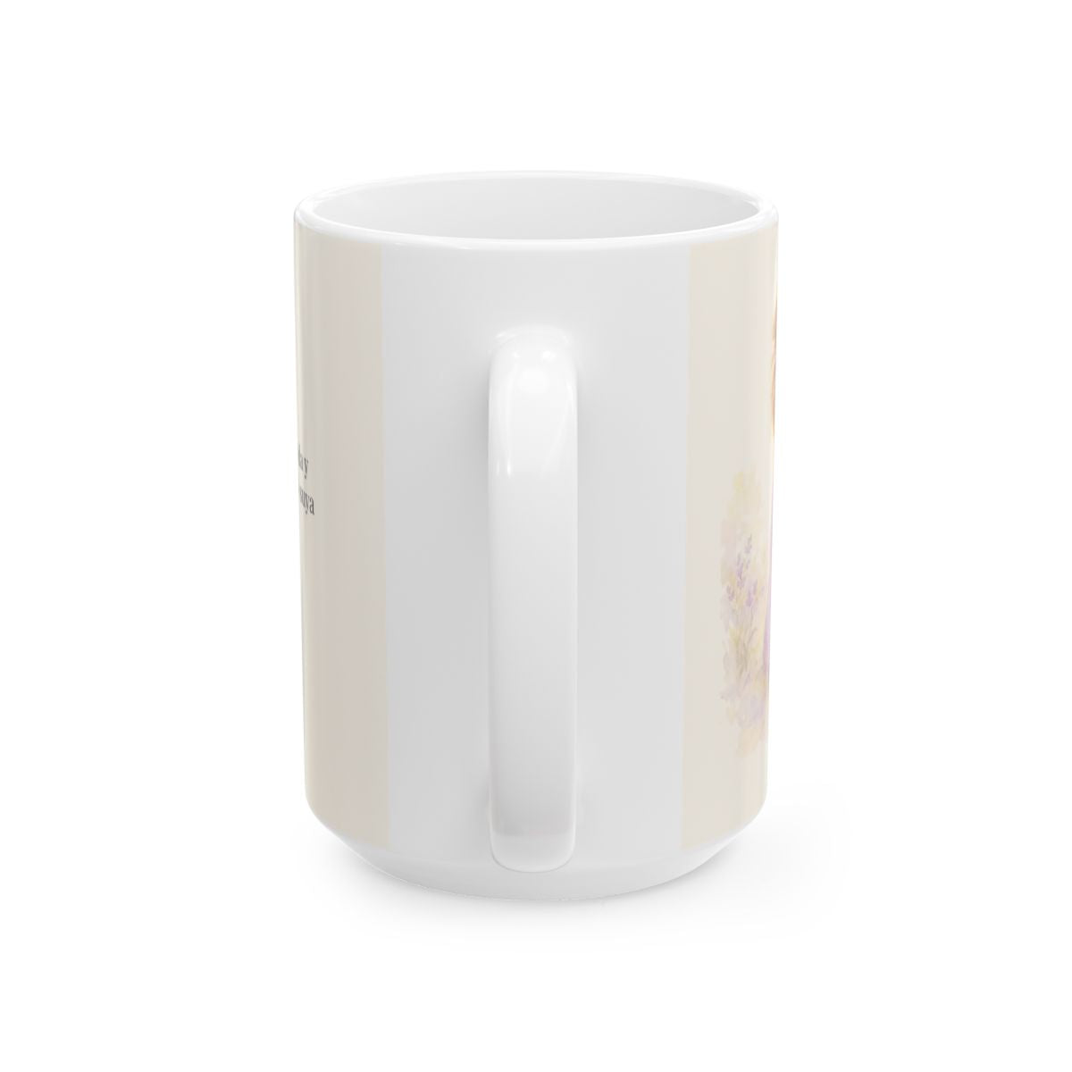 Soy hija amada de Dios en Cristo | Taza bíblica para café | Efesios 1:4-5 — 15 oz · Vista posterior
