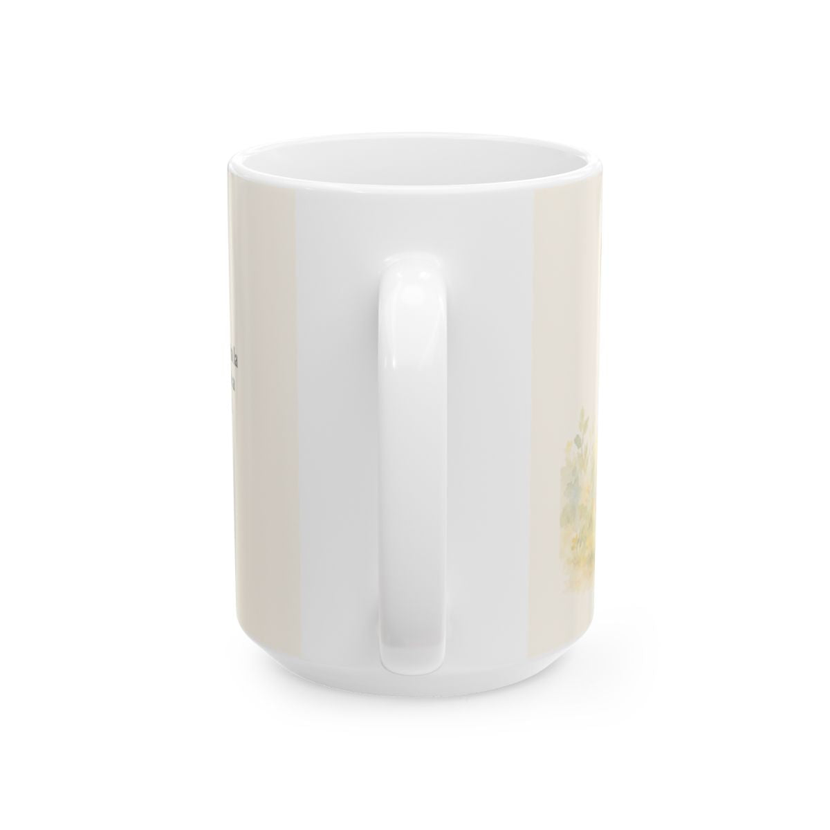 El Señor es lento para la ira | Taza devocional de fe | Santiago 1:19 — 15 oz · Vista posterior