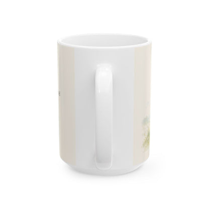 El Padre me da su apellido | Taza devocional de fe | 1 Juan 3:1 — 15 oz · Vista posterior
