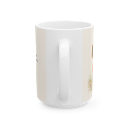 Que Él sea el centro de todo | Taza cristiana en dos tamaños | Juan 3:30 — 15 oz · Vista posterior