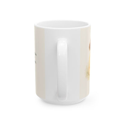 Jehová es el Dios que mantiene su palabra | Taza cristiana con frase devocional | Malaquías 3:6 — 15 oz · Vista posterior