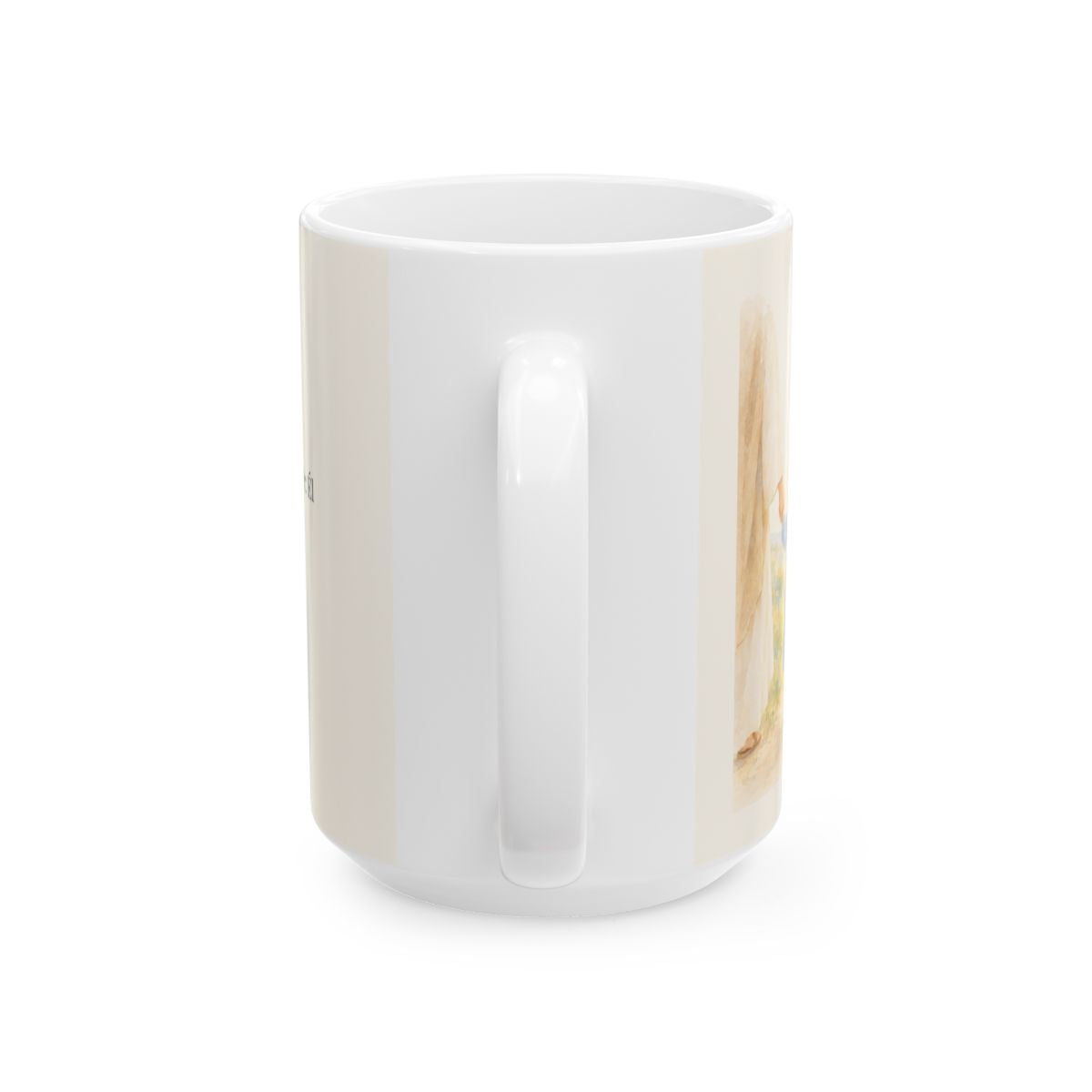 El Señor es mi pastor; Él me guía | Taza bíblica para café | Salmo 23:1 — 15 oz · Vista posterior