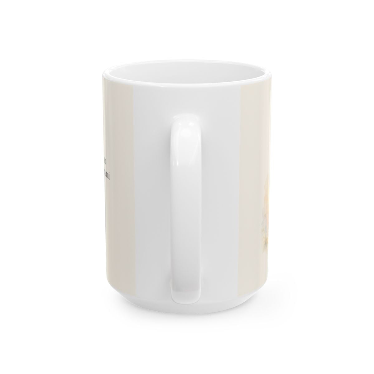 Su gracia me basta | Taza bíblica para café | 2 Corintios 12:9 — 15 oz · Vista posterior