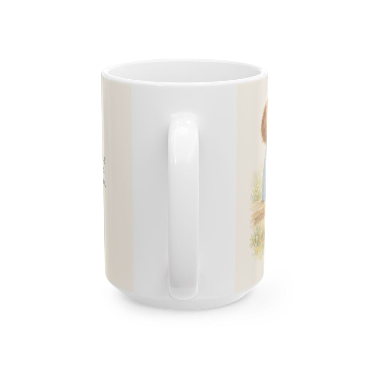 Todo lo demás os será añadido | Taza bíblica de cerámica | Mateo 6:33 — 15 oz · Vista posterior