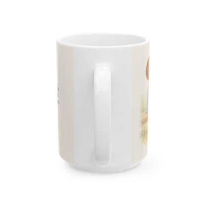 Todo lo demás os será añadido | Taza bíblica de cerámica | Mateo 6:33 — 15 oz · Vista posterior