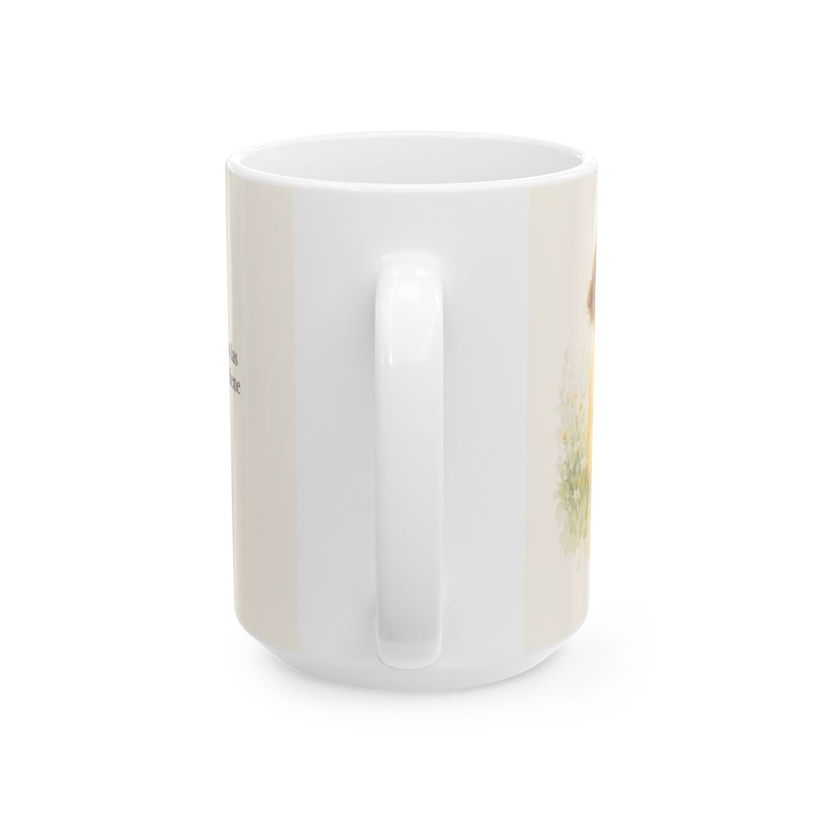 Mi vida está segura en las manos de Dios | Taza cristiana para regalar | Salmo 31:15 — 15 oz · Vista posterior