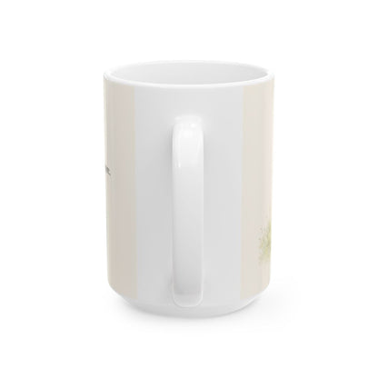Es necesario orar siempre, y no desmayar | Taza devocional ilustrada | Lucas 18:1 — 15 oz · Vista posterior