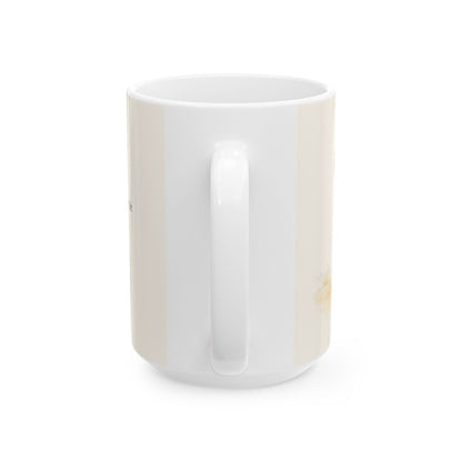 Dios escoge lo débil y le da su fuerza | Taza con arte cristiano | 1 Corintios 1:27 — 15 oz · Vista posterior