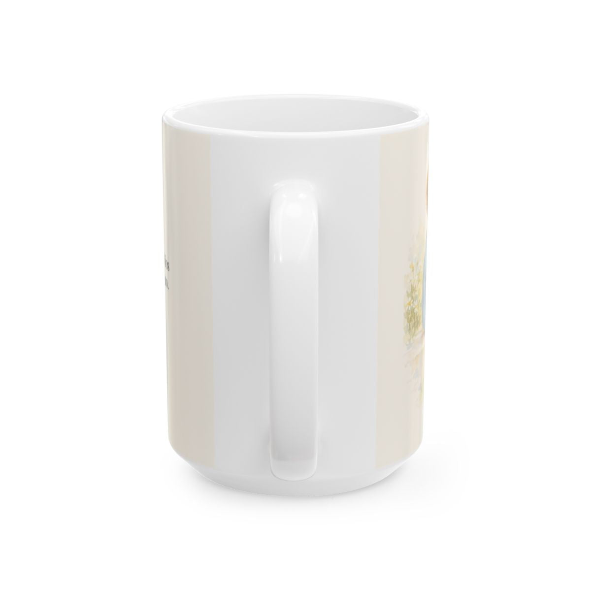 Él no puede negarse a sí mismo | Taza devocional ilustrada | 2 Timoteo 2:13 — 15 oz · Vista posterior