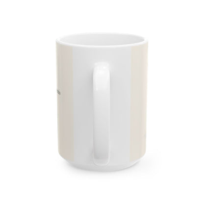Quien no ama no conoce a Dios, porque Dios es amor | Taza bíblica de cerámica | 1 Juan 4:8 — 15 oz · Vista posterior