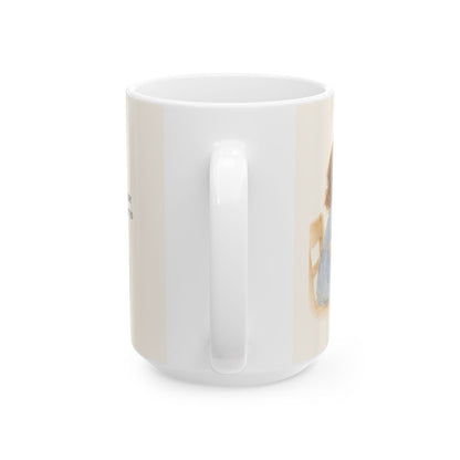 Mi Padre sabe lo que necesito | Taza de inspiración bíblica | Mateo 6:26 — 15 oz · Vista posterior