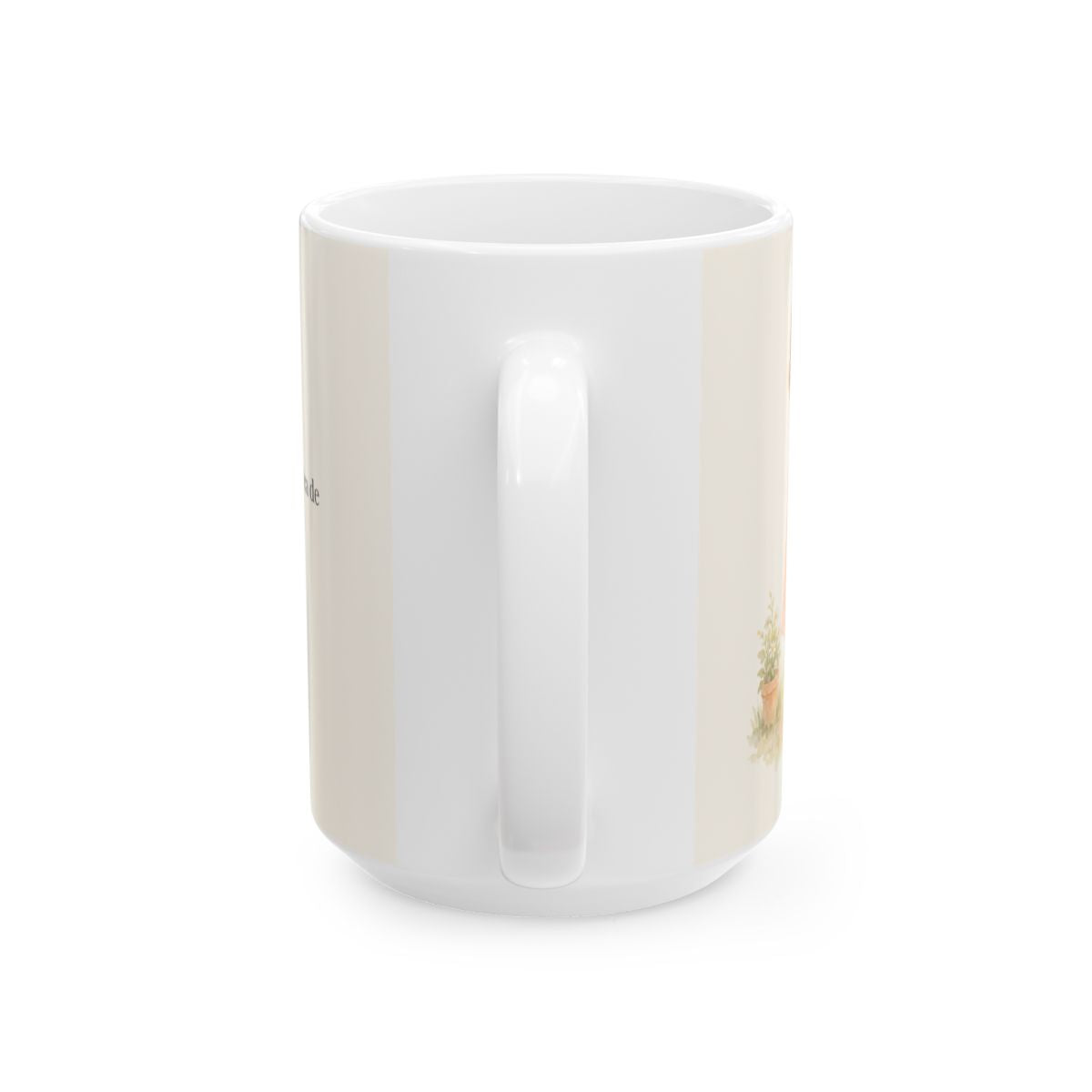Dios me hace portadora de su paz | Taza cristiana para regalar | Mateo 5:9 — 15 oz · Vista posterior