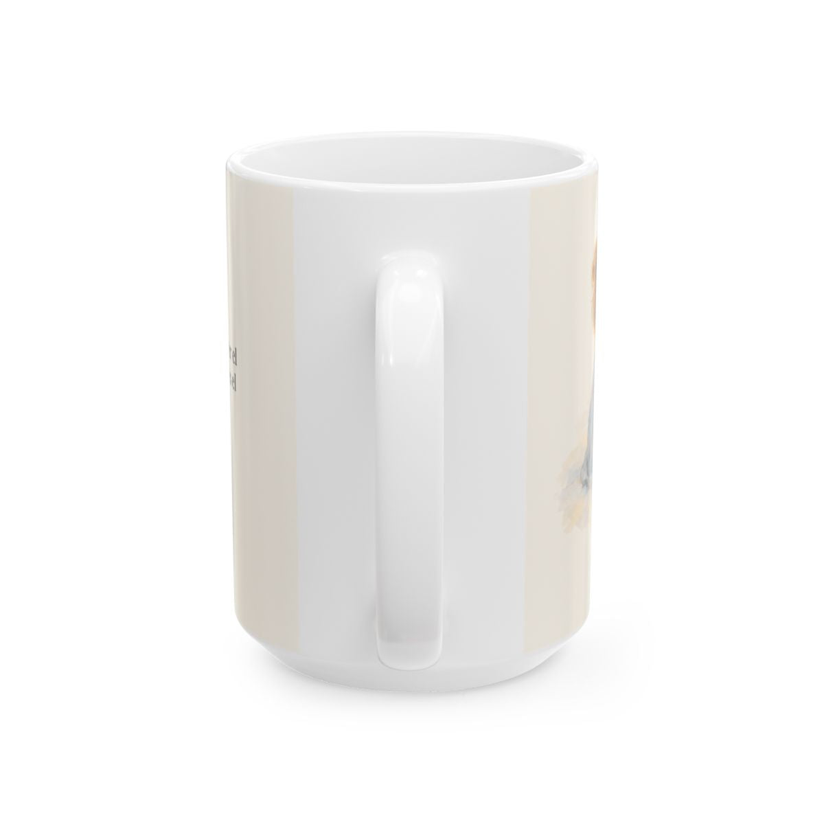 El Señor de los ejércitos está con nosotros | Taza bíblica de cerámica | Salmo 46:10 — 15 oz · Vista posterior