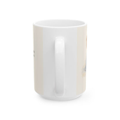 El Señor de los ejércitos está con nosotros | Taza bíblica de cerámica | Salmo 46:10 — 15 oz · Vista posterior