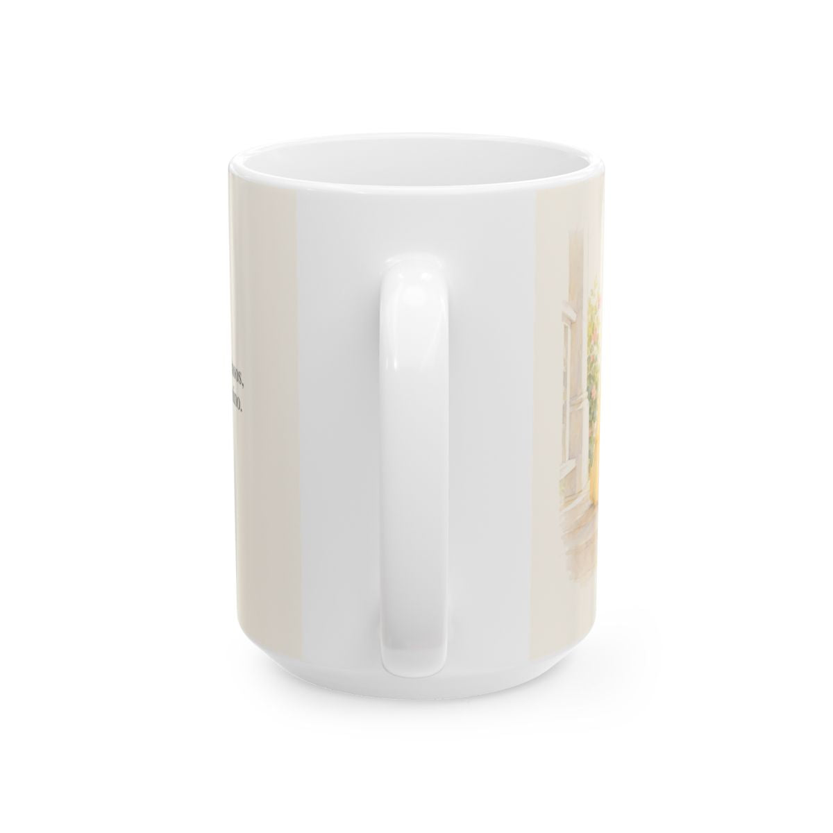 Jehová ordena mis pasos | Taza de inspiración bíblica | Salmo 37:23 — 15 oz · Vista posterior