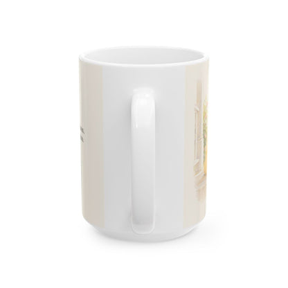 Jehová ordena mis pasos | Taza de inspiración bíblica | Salmo 37:23 — 15 oz · Vista posterior