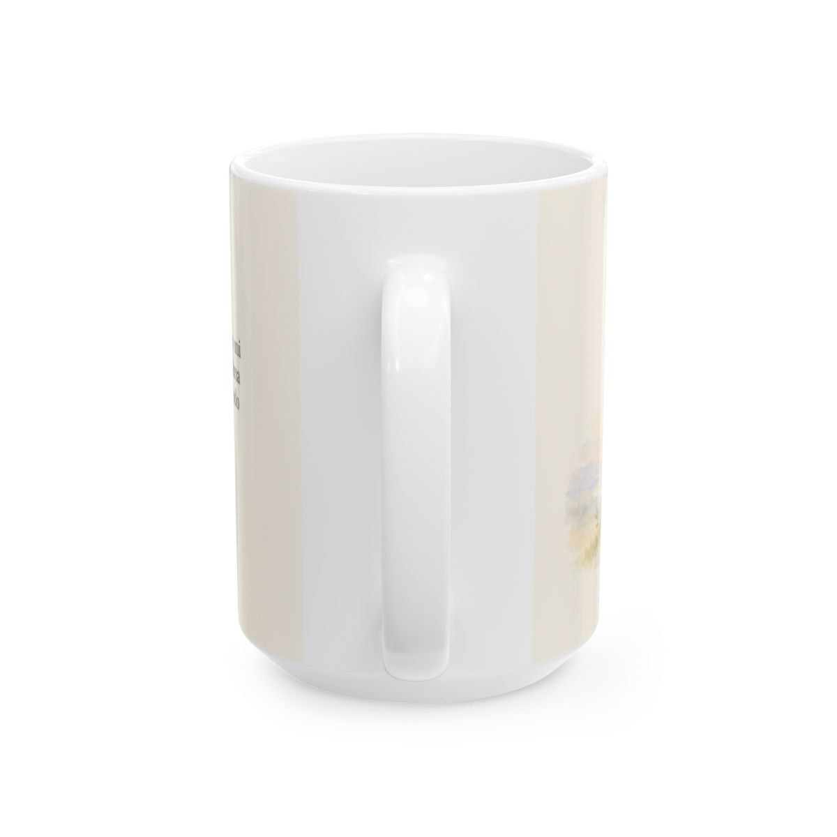 Solo Dios es mi roca y mi salvación | Taza cristiana en dos tamaños | Salmo 62:2 — 15 oz · Vista posterior