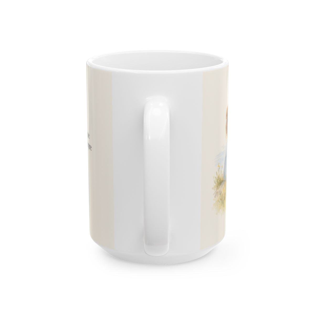 Bienaventurado el que confía en Él | Taza de fe para cada mañana | Salmo 34:8 — 15 oz · Vista posterior