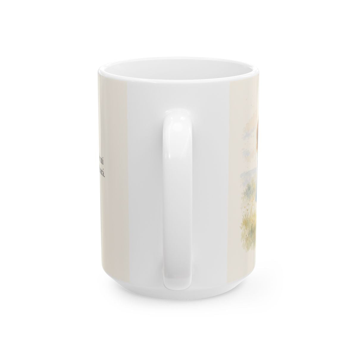Esperaré en el Dios de mi salvación | Taza cristiana con frase devocional | Miqueas 7:7 — 15 oz · Vista posterior
