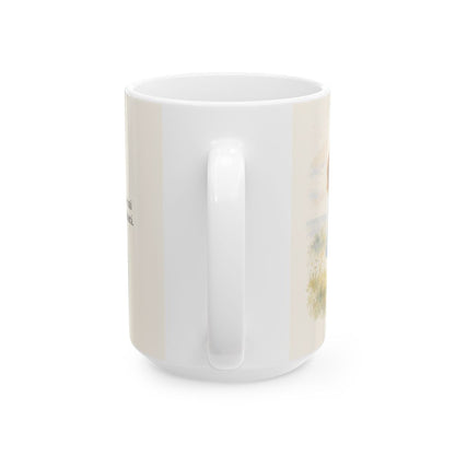 Esperaré en el Dios de mi salvación | Taza cristiana con frase devocional | Miqueas 7:7 — 15 oz · Vista posterior