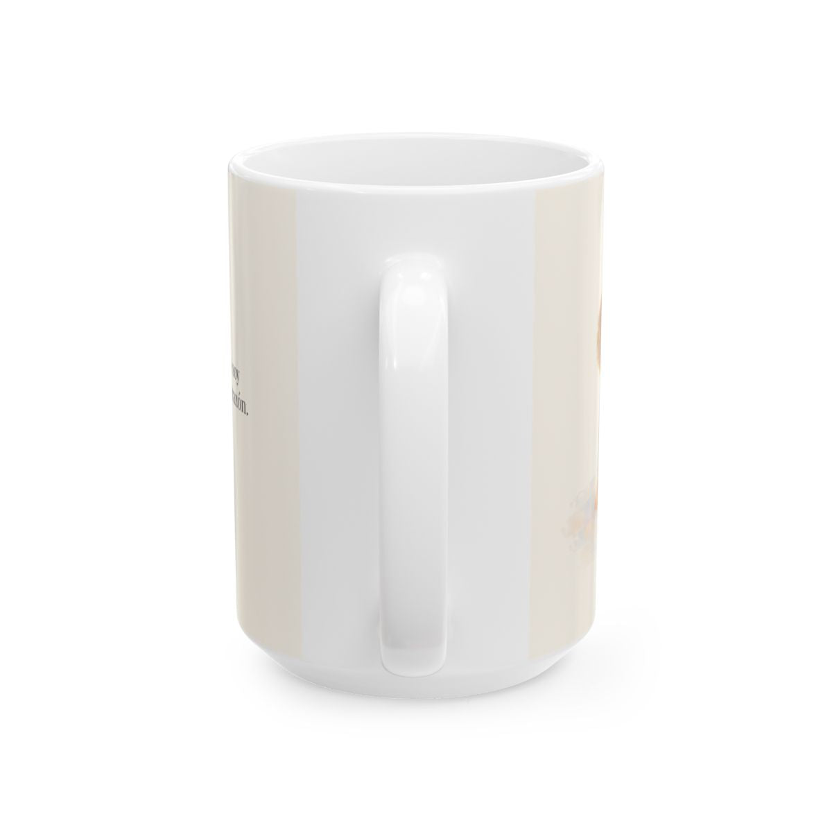 Aprended de Mí, que soy manso y humilde | Taza cristiana en dos tamaños | Mateo 11:29-30 — 15 oz · Vista posterior