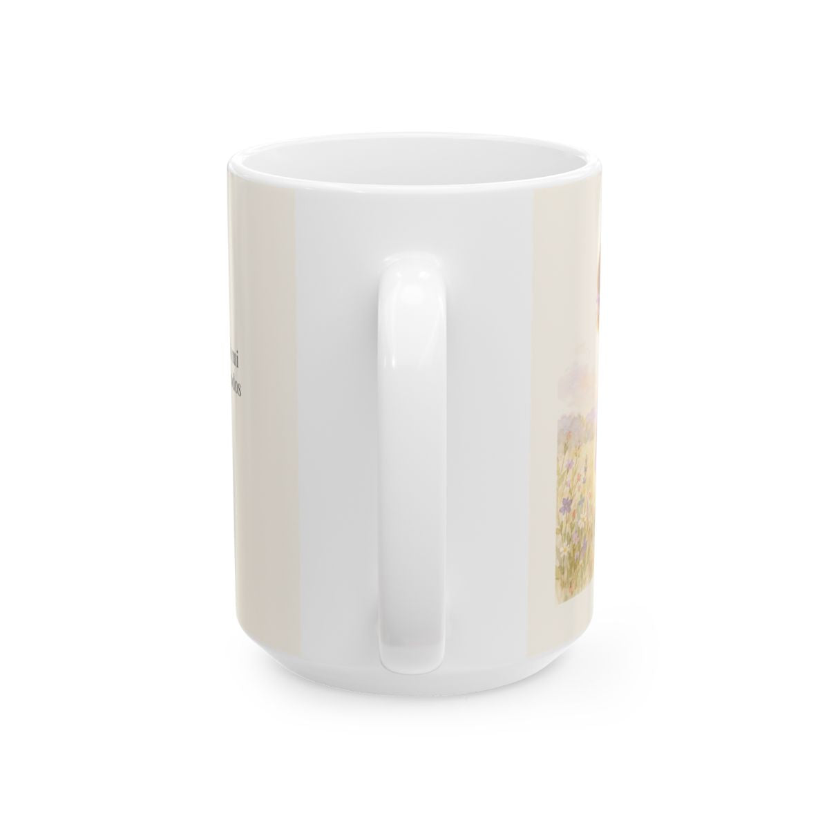 Dios es digno de todo mi amor | Taza cristiana con frase devocional | Mateo 22:37-38 — 15 oz · Vista posterior